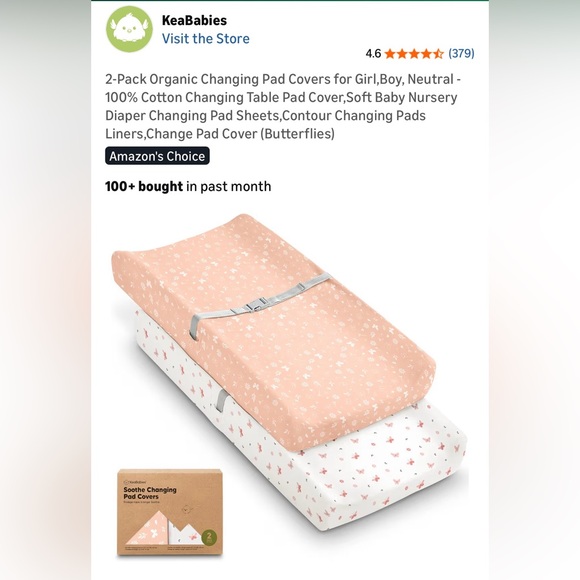 Keababies Other - Organic Changing Pad Covers - Peach and White